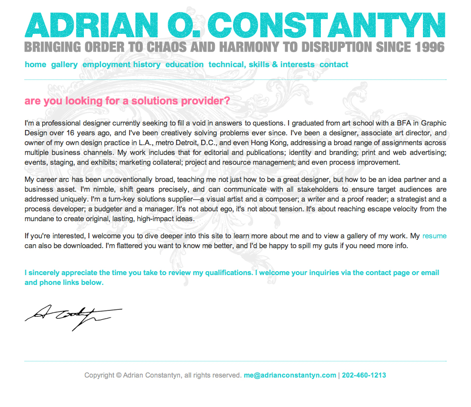 AdrianConstantyn.com Personal Website Homepage