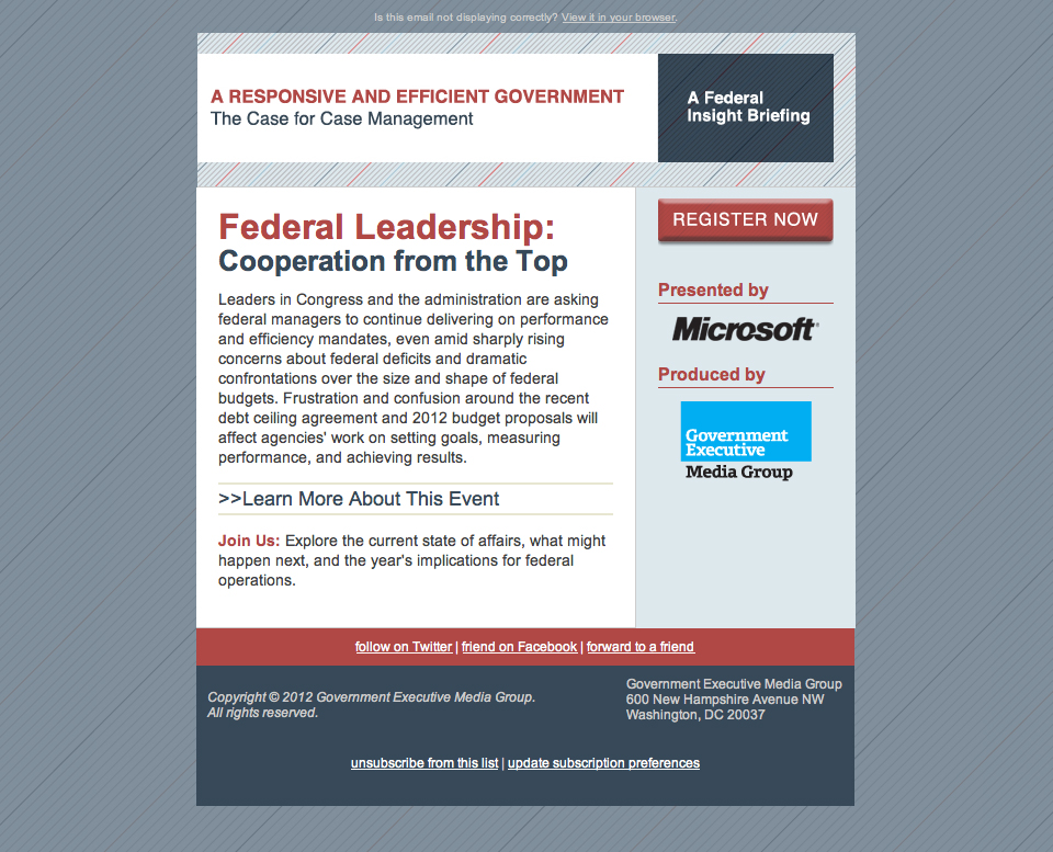 Government Executive Leadership Series Email Template